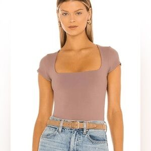 NWT Free People Intimately Square Eyes Body Suit in Coyote Sz Large